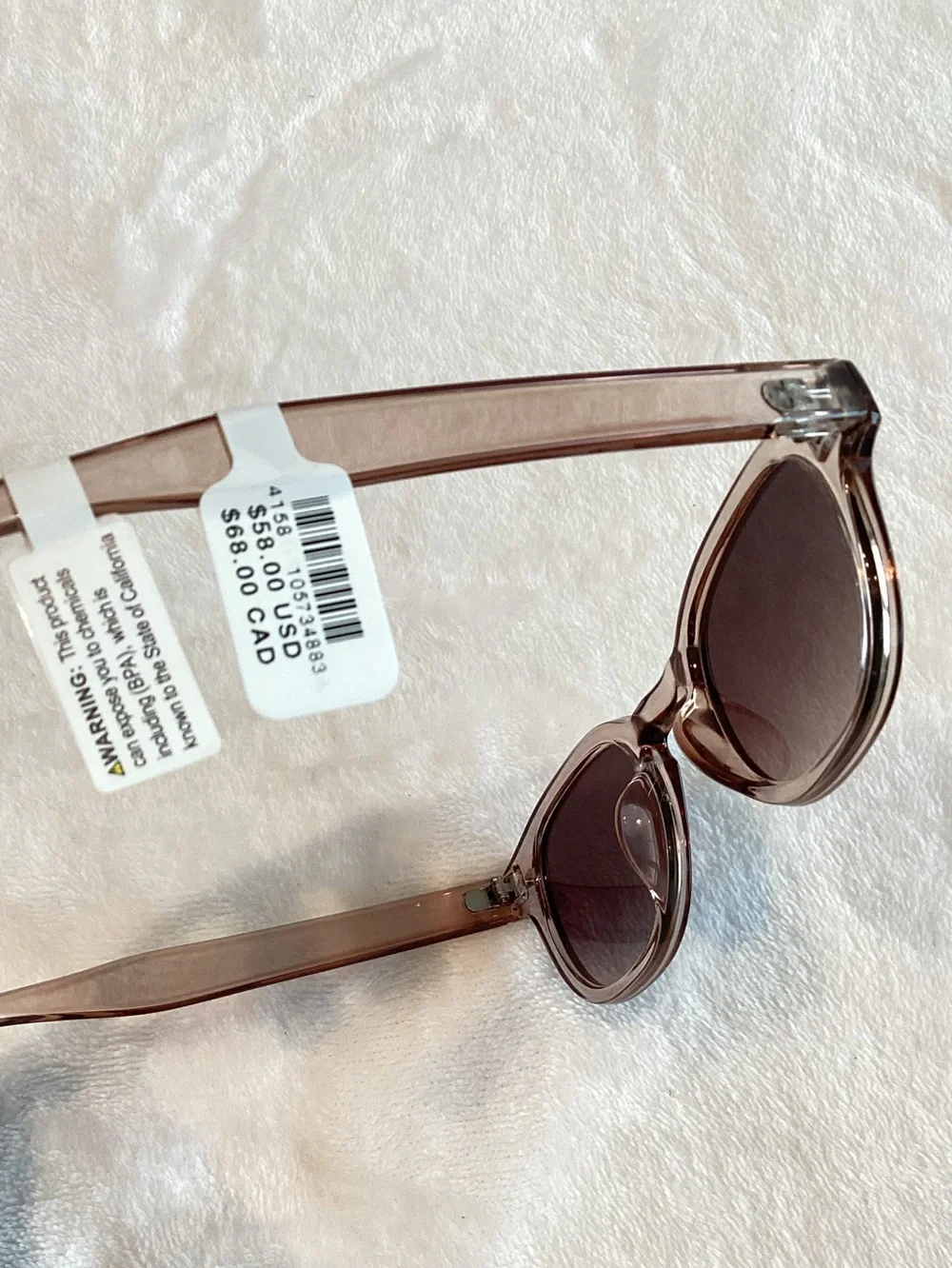 Anthropologie Round Sunglasses I-SEA Clear Taupe Plastic New
